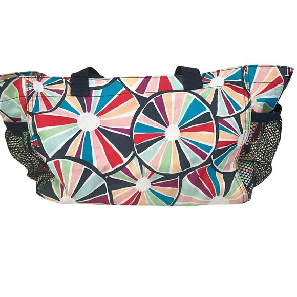 Thirty-One Bags All In One Navy Blue Colorful "C" Pinwheel Party Organizer Tote - Picture 1 of 7